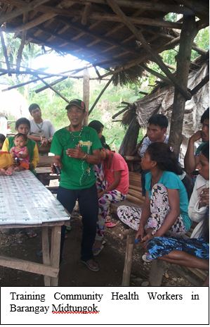 Training Community Helth Workers in Barangay Midtungok.